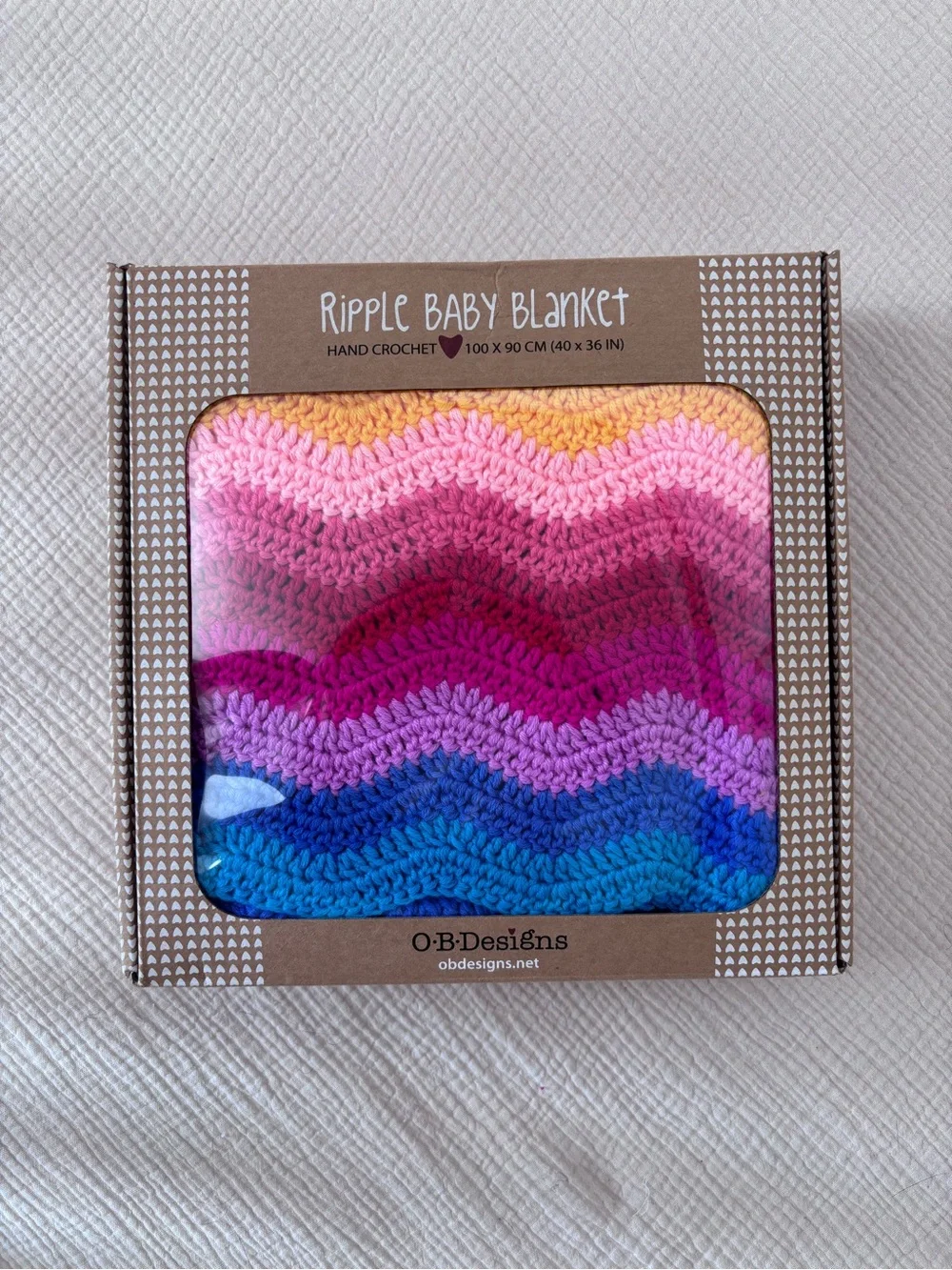 Handmade Rainbow Chevron Baby Blanket - Multicolor Crochet Throw